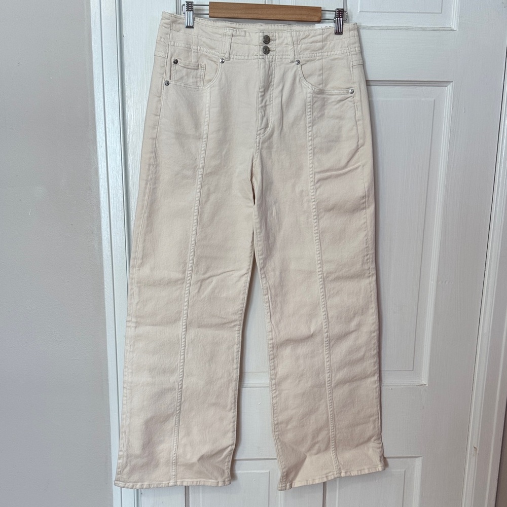 Loft NWT The Wide Leg High Rise Women's Cream Beige Pants Size 29/8